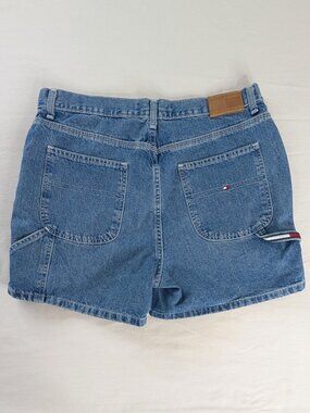 Y2k Tommy Hilfiger Logo Flag Carpenter Loop Cargo Pocket Vintage Denim Shorts